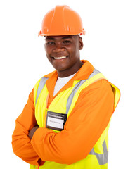 afro american technical worker arms crossed