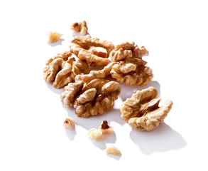 peeled walnuts close-up  isolated on white background
