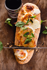 pizza baguette with mozzarella