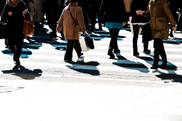 Obraz premium 横断歩道を渡る人々