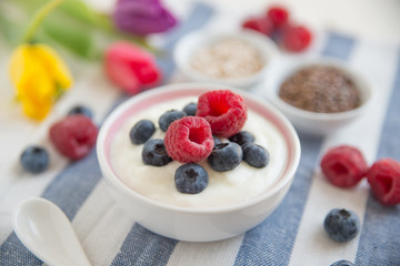 Joghurt mit Müsli und Früchten 