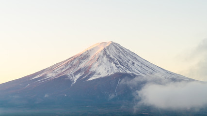 Mount fuji in autumn morning at kawaguchiko lake japan