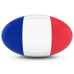France Rugby - French Flag on Rugby Ball on White
