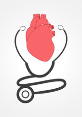Pictogram of a stethoscope and a heart
