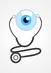 Pictogram of a stethoscope and eye ball
