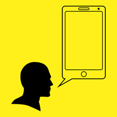 Graphic illustration of a human head and smart phone