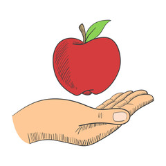 Illustration of a hand with an apple