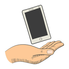 Illustration of a hand with a smart phone