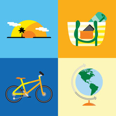 Beach icons set. illustration.
