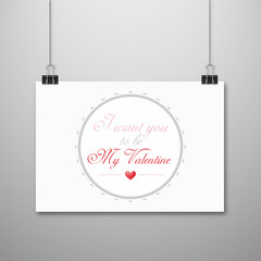 Happy Valentine's Day badge hanging on the wall
