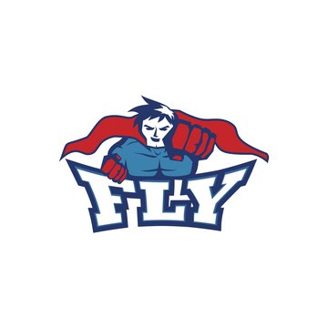 Fly super hero logo