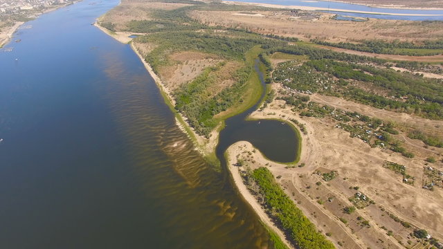 flight over the river Volga, Volgograd, Russia