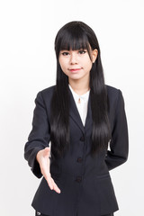 asian business woman giving handshake