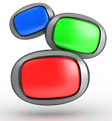 three oval buttons on a white background