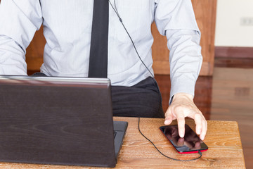 business man using laptop computer