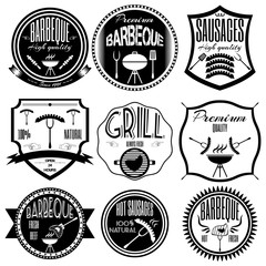 barbeque. Set retro vintage badges, ribbons