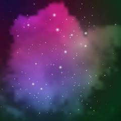 Space view with stars and colored clouds of gases and dust