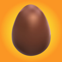 Chocolate egg on orange background