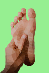 low-poly 3d image of relaxing foot massage