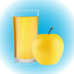 ripe yellow apple isolated on white