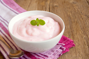 Pink strawberry yogurt