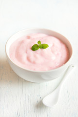 Pink strawberry yogurt