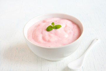 Pink strawberry yogurt