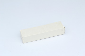 Package box with empty label isolated on white background