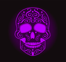 skull vector neon violet