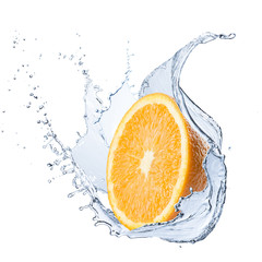Fresh Orange Fruit With Water Splash