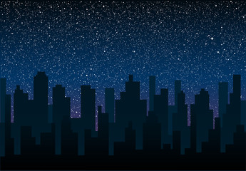 Vector silhouette of the city. Star sky. Eps 10.