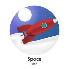 Space Icon. Travel. Space. Achievement And Exploring. Space Rocket Launch. Vector Illustration