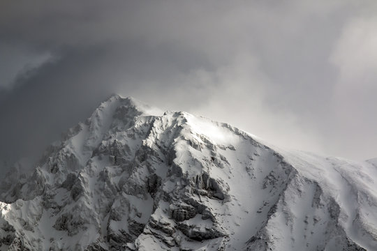 Mountain Peaks Snow Sweeps In Inclement Weather