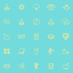 Zen concept line icons yellow color