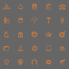 Job resume line icons orange color