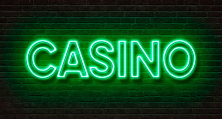Neon sign on a brick wall - Casino