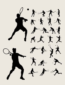 Man Tennis Silhouettes, art vector design