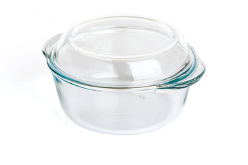 glass casserole with lid isolated on white background