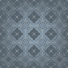 Vintage seamless lace texture on gray background.