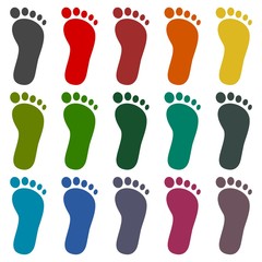 One footprint icons set