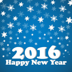 Happy New Year 2016 celebration flyer, banner, poster or invitation with stylish text on snowflakes