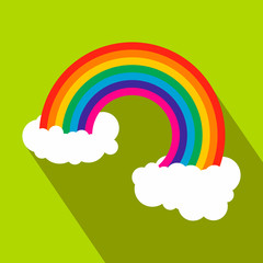 Rainbow with clouds flat icon