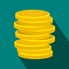 Lucky gold coin flat icon 