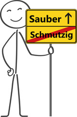 Strichm&auml;nnchen entscheidet sich f&uuml;r Sauberkeit