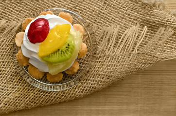 Cake with fruits and cream