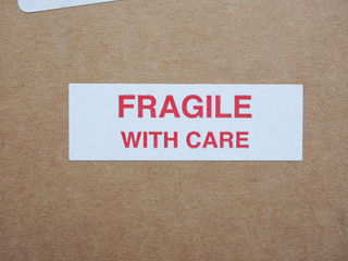 Fragile with care sign