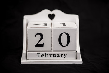 Calendar cubes February, twentieth, 20, 20th