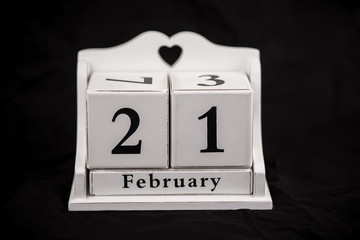 Calendar cubes February, twenty first, 21, 21st
