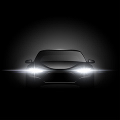 Fototapeta na wymiar Black car silhouette with light effect