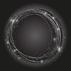 abstract spiral curl luminous stars black